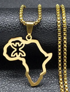 Africa Map Berber Amazigh Necklaces for Women Men Stainless Steel Gold Color Ethnic Pendant Necklace Jewelry collier N8092S02 - Aliexpress - FashionsVida