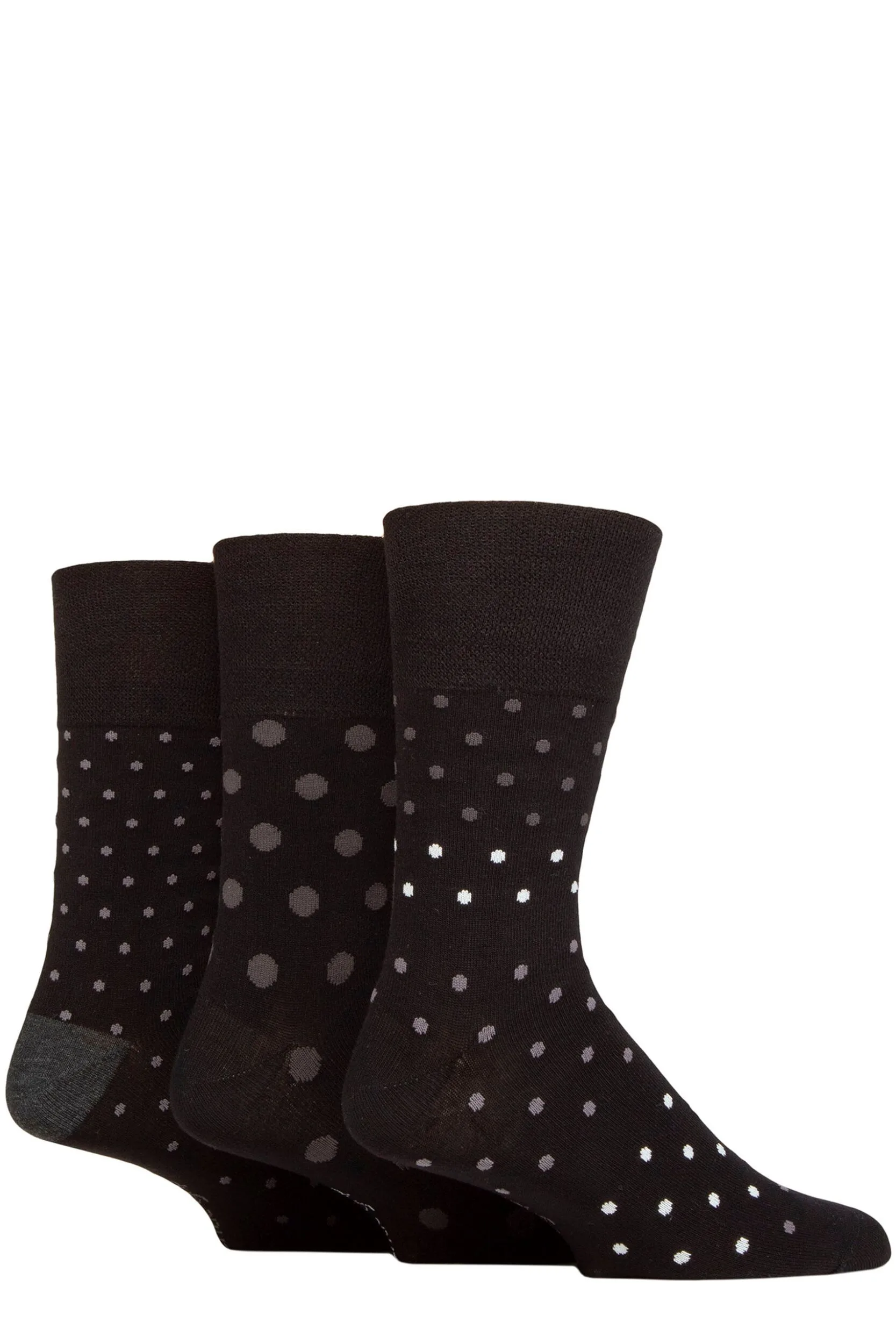 Mens 3 Pair Patterned Bamboo Socks Monochrome Eclipse 6-11 - Multi Coloured - Size: 6-11 Mens - Gentle Grip - FashionsVida