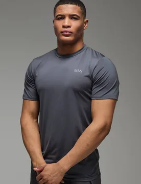 Herren Herren Active Regular Fit Performance T-Shirt Charcoal Größe Medium - boohooMAN - FashionsVida