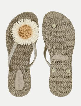 Flip-Flops mit Blumendetail Beige 40