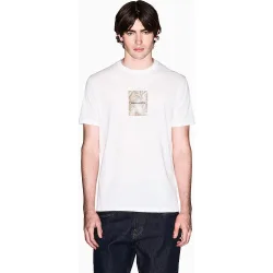 Camiseta de hombre manga corta con estampado de palmeras frontal