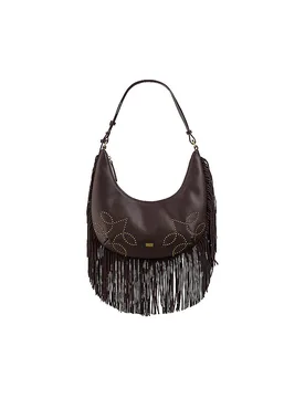 Bolso de cuero - Bolso Hobo marrón - Marc cain - FashionsVida