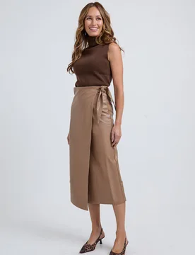 Emily Wrap Midi Skirt In Cream - XS - Lily and Lionel London Limited - FashionsVida