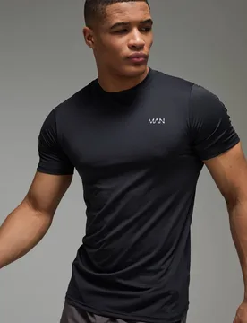 Men's Active Regular Fit Performance Gym T-Shirt Black Size Large Black L - boohooMAN - FashionsVida