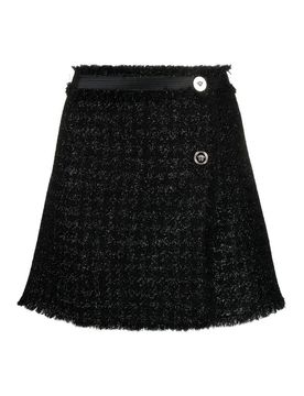 Minigonna a portafoglio in tweed Vichy