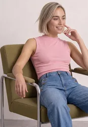 Top im Silk-Look mit Turtle Neck female Rosa