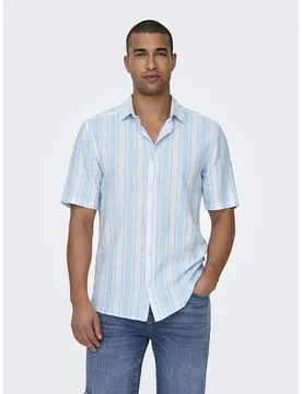 Sons Camicia A Maniche Corte Caiden Cashmere Blue L