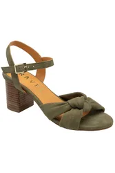 Balne' Suede Heeled Sandals - Olive - Size: 3
