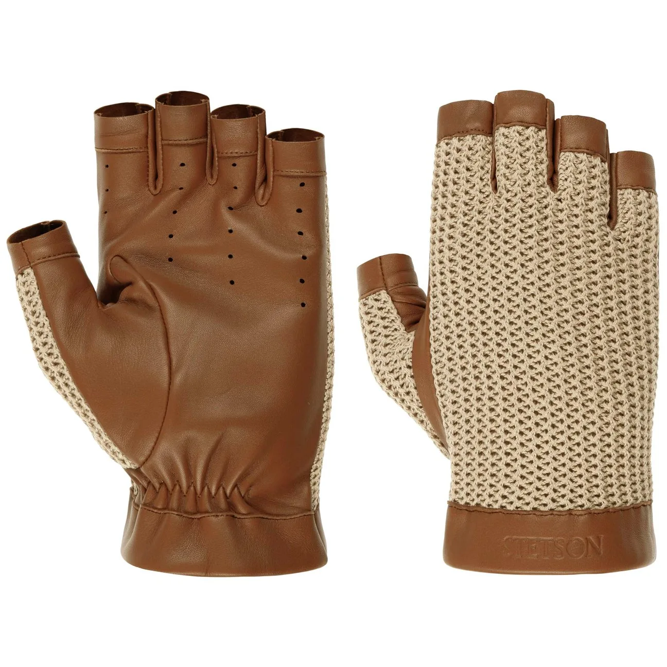 Nappa Leather & Knit Gloves by - beige-brown - Size: 9 HS - Stetson - FashionsVida