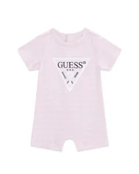 Pagliaccetto a T-shirt rosa in misto cotone con stampa logo