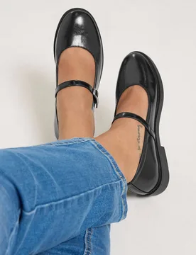 Women's Wide Fit Mary Janes in Black Size: 5E - Black - Size: 5E - Yours - FashionsVida