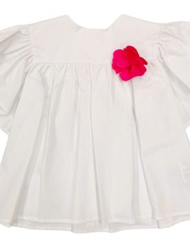 Blusa Bianca C/fiore Fuxia E24489