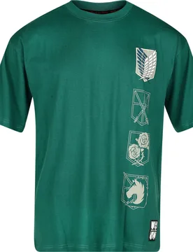 Anime T-Shirt - Flügel der Freiheit - Logo - Oversize - S bis 5XL - für Männer - Größe M - grün - Lizenzierter Fanartikel - Männer - male - Attack on Titan - FashionsVida