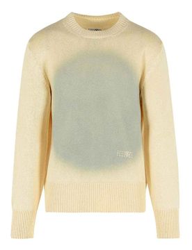 Maglia Girocollo Gialla Con Stampa Grigia