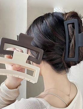 Set 3/1 pieza Pinza de Pelo Cuadrada Mate Grande de 13cm, Pinza de Pelo de unicolor Minimalista para la Parte Trasera de la Cabeza, Adecuada para Muje