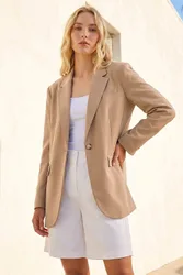 Women's Single Breasted Smart Blazer in Camel Size: 16 - Camel - Size: 16