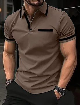 Camisa polo formal casual de verano para hombre con ribete, de algodón, para ceremonia - Shein - FashionsVida