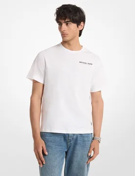 Camiseta de hombre de manga corta logotipo delantero y print trasero - Michael Kors - FashionsVida