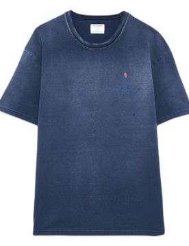 T-shirt roy roger's heavy jersey logo - real worn french blue