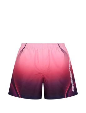 Men's Stretch Swim Shorts with Patterned Panel