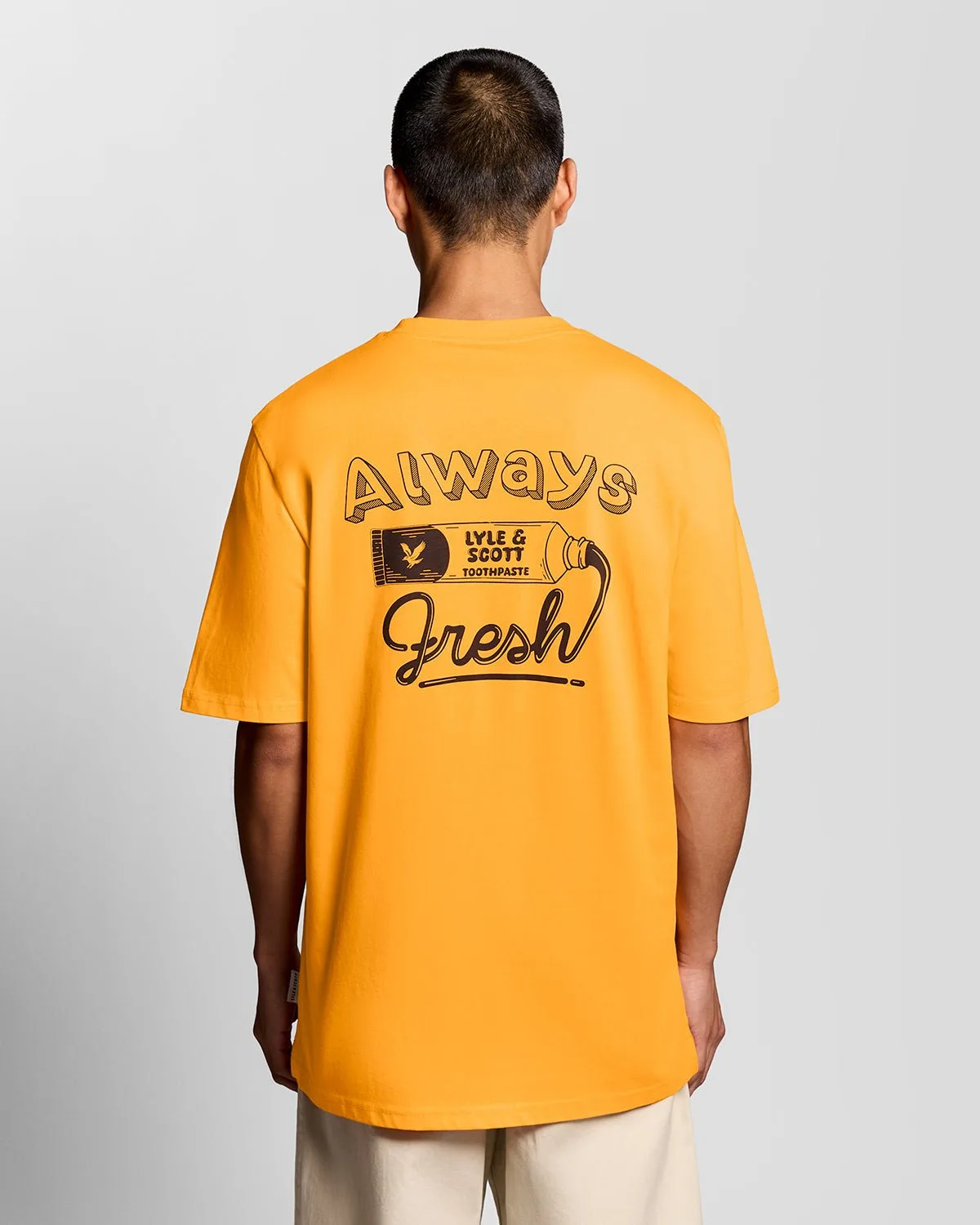 Mens Back Print Graphic T-Shirt - Orange - Size Small - Lyle & Scott - FashionsVida