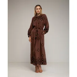 Vestido camisero con cuello mao y mangas amplias
