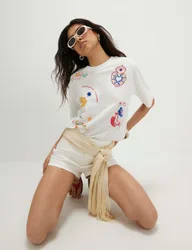 Pure Cotton Embellished T-Shirt White Mix female
