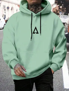 Sudadera con capucha de felpa con estampado geométrico y cordón para hombre, de otoño/invierno, de manga larga - Shein - FashionsVida