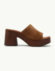 Suede Platform Peep Toe Sandals Brown female