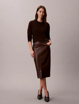 Gonna in ecopelle donna rich brown - Calvin Klein - FashionsVida