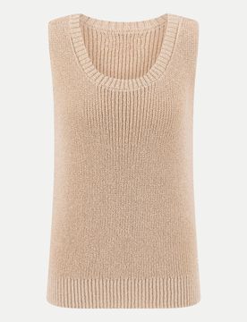Pullover mit U-Boot kragen Beige L