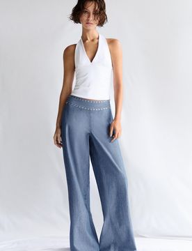 Jeans Gamba Larga Borchie