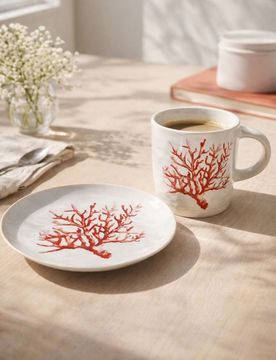 Tazza con motivo marino - panna