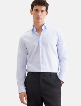 Regular Business Hemd Gestreift Blau 45