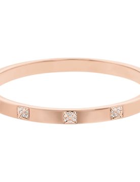 Bracciale rigido Dextera, Pavé, Bianco, Finitura oro rosa 18K L