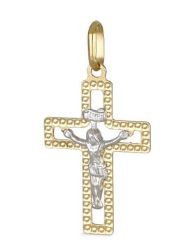 Ciondolo Croce Oro Giallo Bianco GL101401