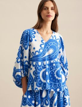 Seidensticker Shirt Paisley Blau 34