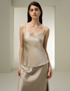 Canotta Tessitura Lussuosacharmeuse Di Seta Double-Face Charmeuse Di Seta Double-Face Elegante E Sofisticato Xs