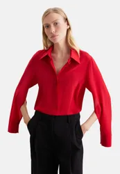 Hemdbluse mit hohen Ärmelschlitzen aus 100% Seide Rot 38