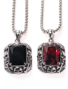 Vintage Style Personalized Skull Head Gemstone Men's Pendant Stainless Steel Men's Necklace Chains - Aliexpress - FashionsVida