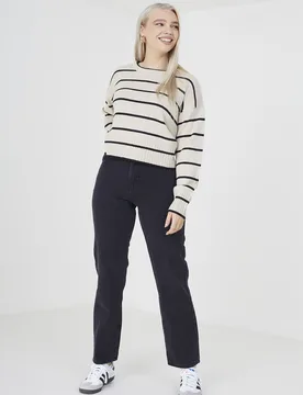Womens Beige 'Mason' Fine Stripe Lightweight Knitted Jumper - Size 2xl - Brave soul - FashionsVida