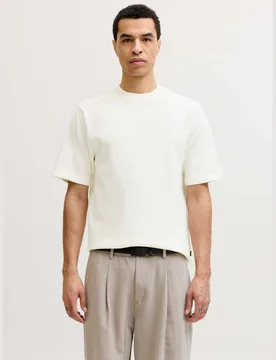 Pure Cotton Crew Neck Knitted T-Shirt White male - Jack & jones - FashionsVida