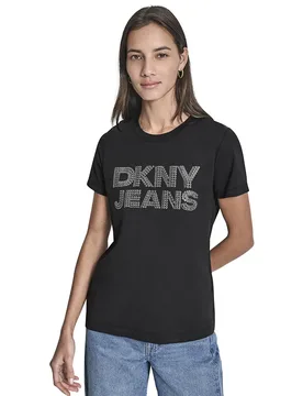 Maglietta A Maniche Corte Dj6t1692 Black Silver M - DKNY - FashionsVida