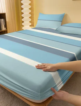 Pieza Juego de sábanas con diseño geométrico a rayas minimalista moderno en azul, blanco y gris, estampado de patchwork, para cubierta de cama (no - Shein - FashionsVida