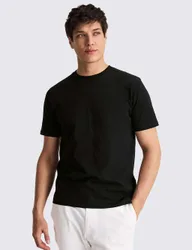 Pure Cotton Crew Neck T-Shirt Black male