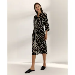 Vestido midi camisero estampado manga francesa