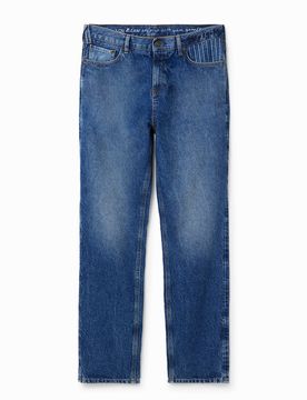 Jean droit, Coton, Bleu, 28