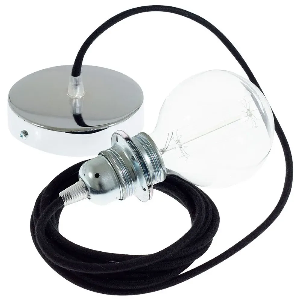 Cables Lampe Suspendue Pendel Pour Abat-jour Rc04 2 M Black / Chrome Plated One Size - Creative - FashionsVida