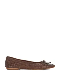 Leather Woven Ballet Pumps Brown female
