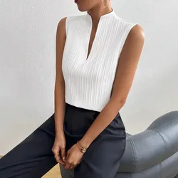 Women's New Fashion Trend High Quality Versatile Casual Solid Color Comfortable Slim Textured Sleeveless Women's T-Shirt
